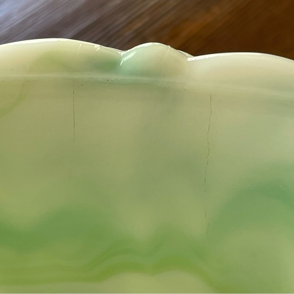 AKRO Agate Green Swirl Glass Art Dish /Planter - Vintage - Picture 8 of 8